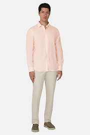 Camicia In Tencel Lino Regular Fit, Rosa, thumb, 2