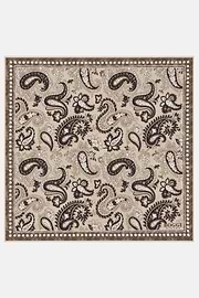 Paisley Print Silk Pocket Square, Taupe, thumb, 2