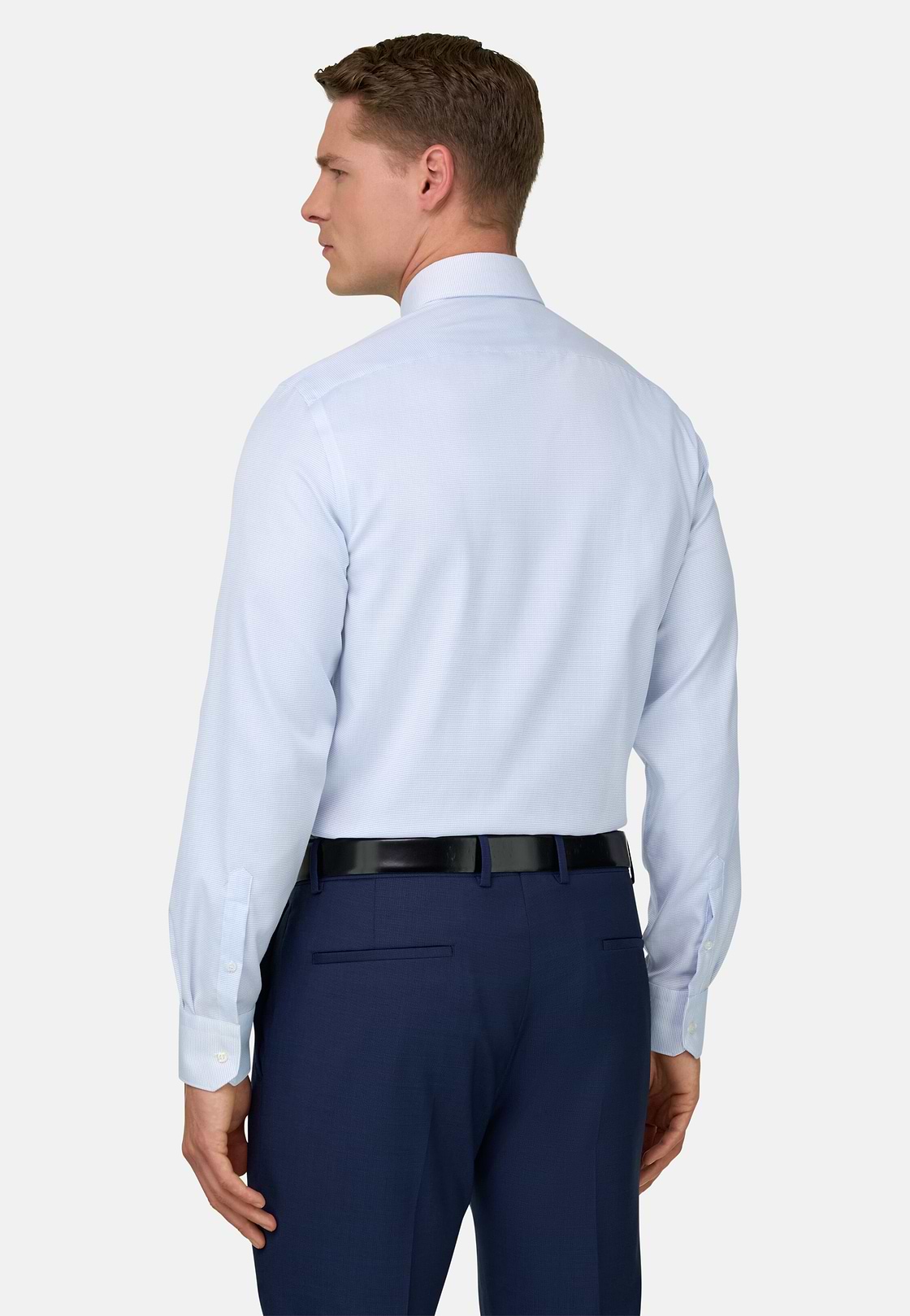 Camicia In Cotone Slim Fit, Azzurro, hi-res, 3