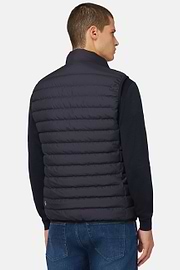 Goose Down Recycled Fabric Waistcoat, Navy blue, hi-res