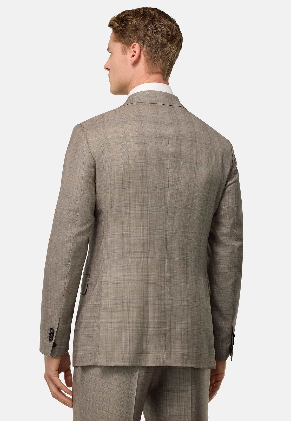 Traje Príncipe De Gales De Pura Lana, Taupe, hi-res
