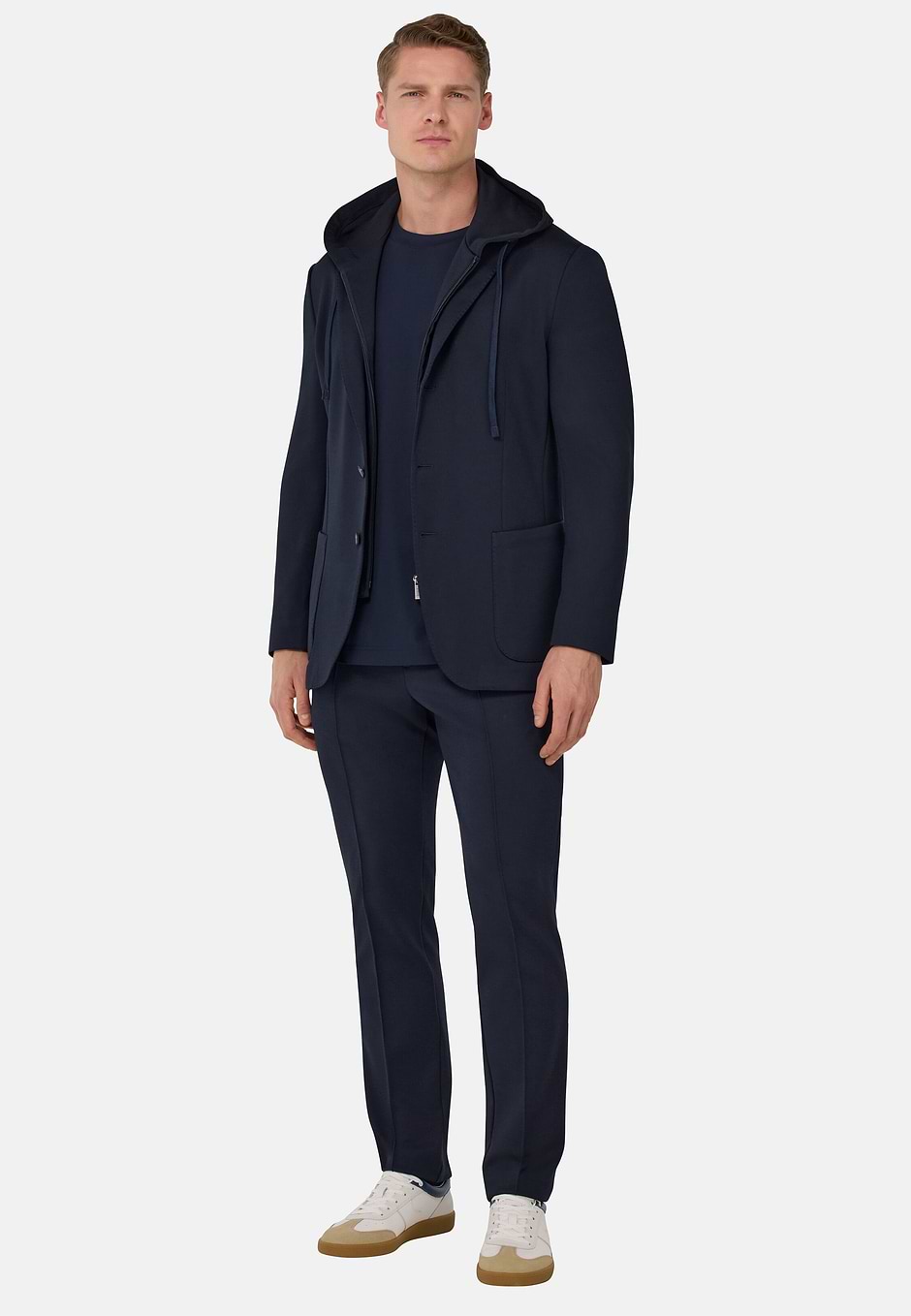 Madison Cotton Blend Sweatshirt Jacket, Navy blue, hi-res