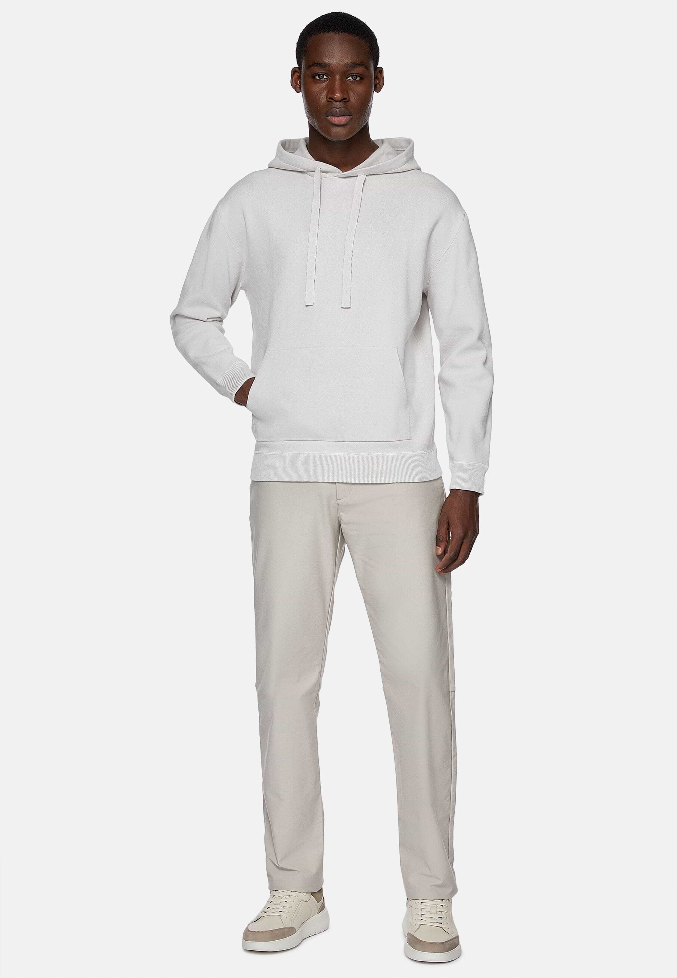 Men s Charcoal Hoodie in Technical Cotton Jersey Fleece Boggi Milano