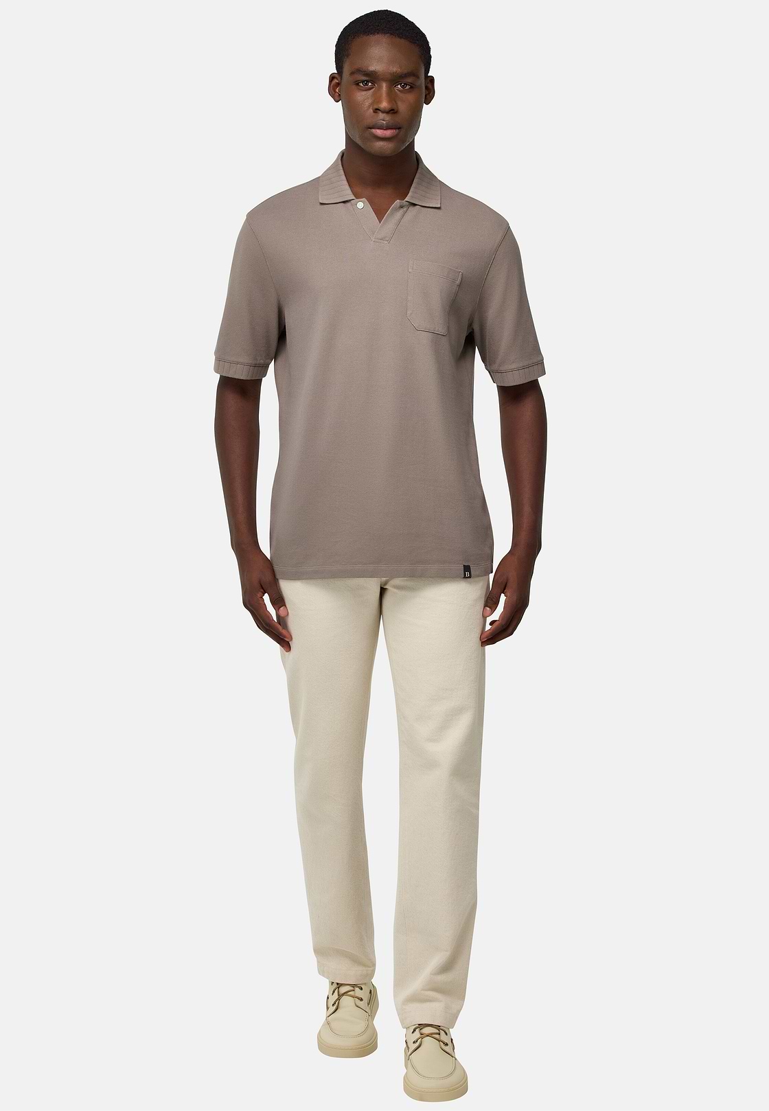 Polo En Piqué De Coton., Taupe, hi-res