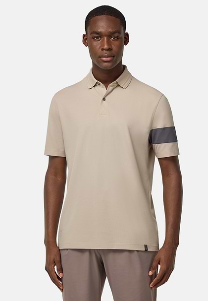 S.Cafè® High-Performance Piqué Polo Shirt, Sand, hi-res