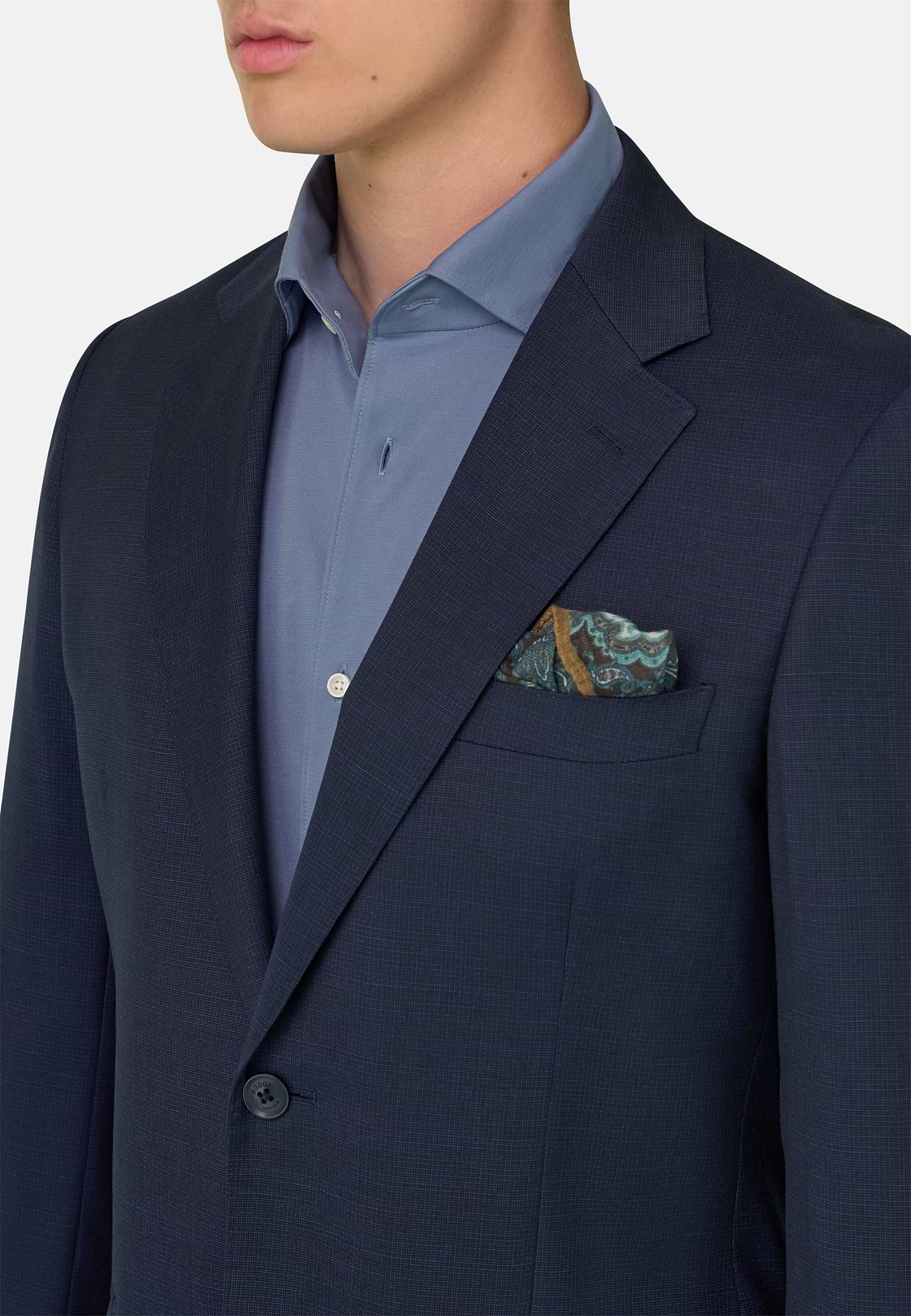 Micro Fancy Wool Suit, Blue, hi-res, 4