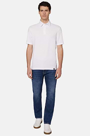 Polo Shirt In Stretch Supima Cotton, White, hi-res