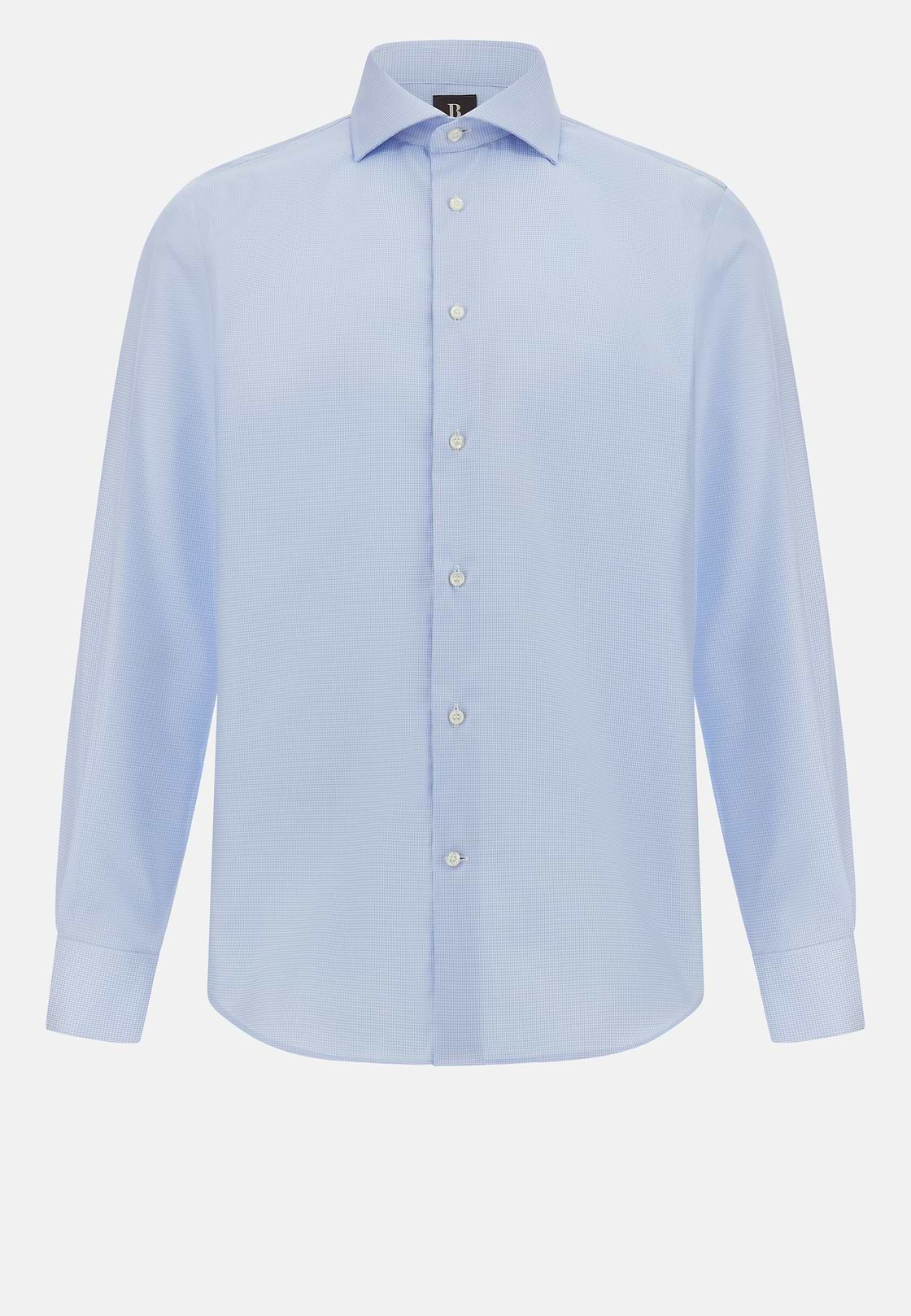 Regular Fit Houndstooth Cotton Shirt, Light Blue, hi-res