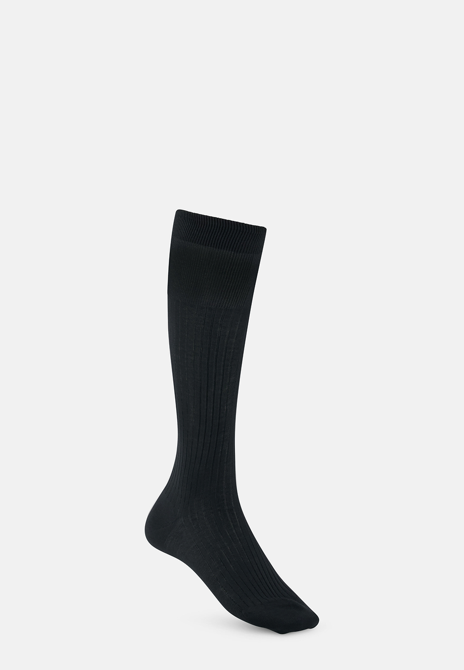 Long Ribbed Cotton Socks, Charcoal, hi-res