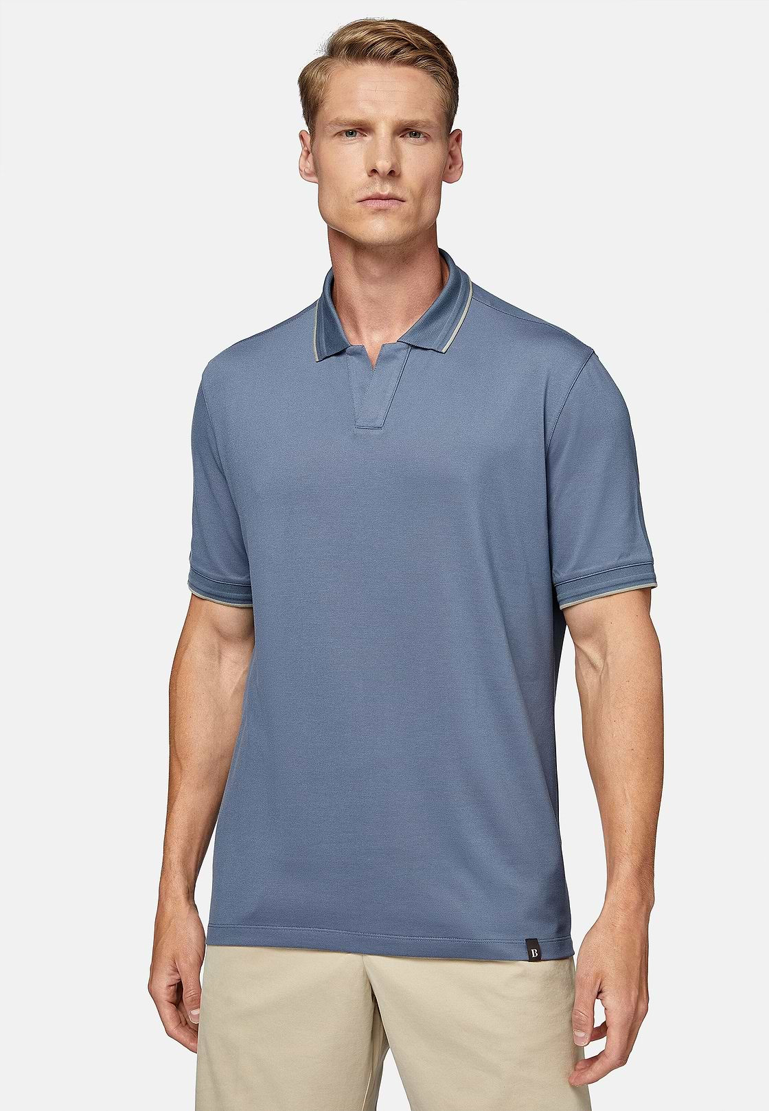 High-Performance Piqué Polo Shirt, Indigo, hi-res