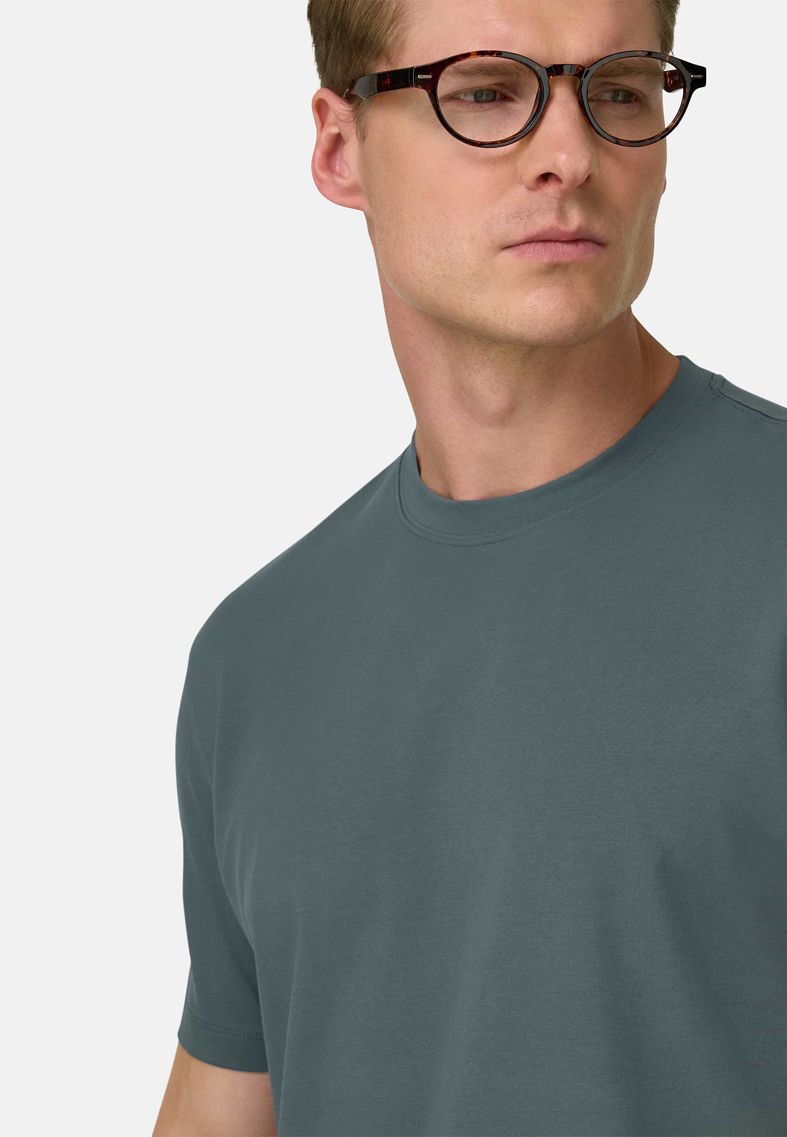 T-Shirt aus elastischer Supima-Baumwolle, Grün, hi-res, 4