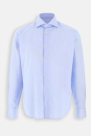 Overhemd Gestreept Twill Katoen Slim Fit, Light Blue, thumb, 7