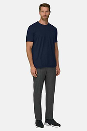 T-Shirt aus diagonalem Baumwoll-Mischgewebe B Tech, Navy blau, thumb, 2