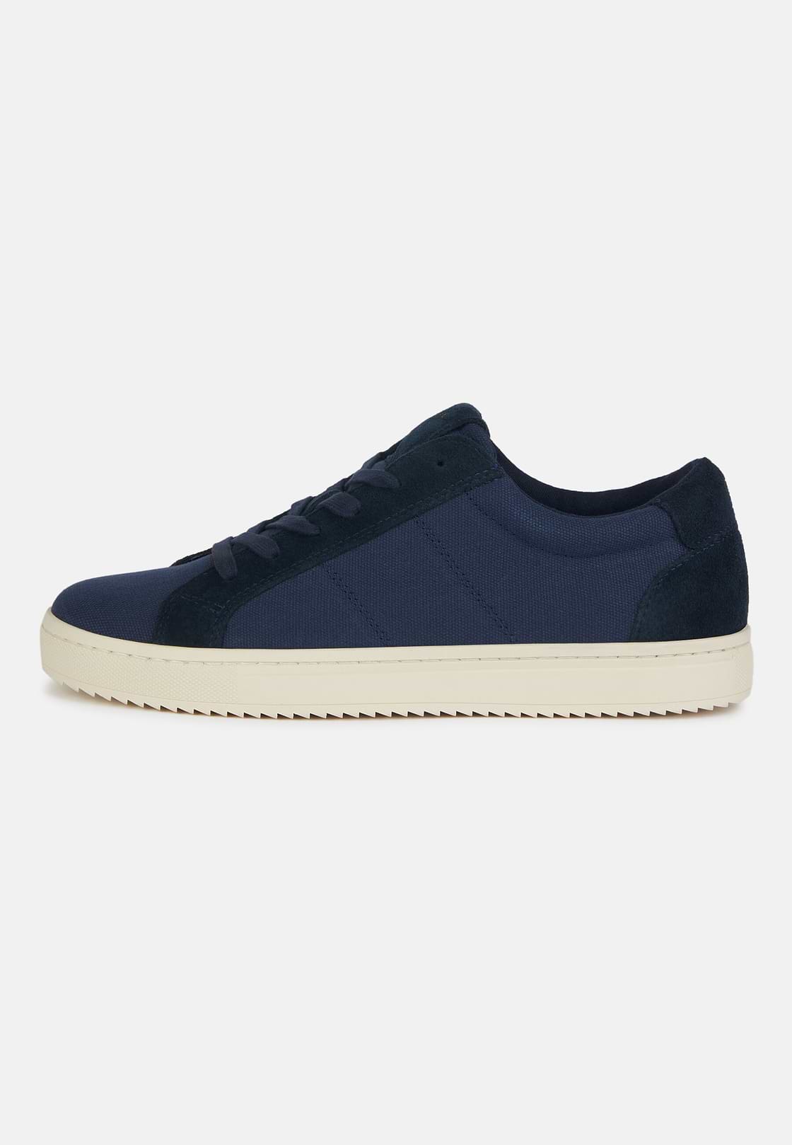 Canvas and Suede Navy Blue Trainers, Navy blue, hi-res