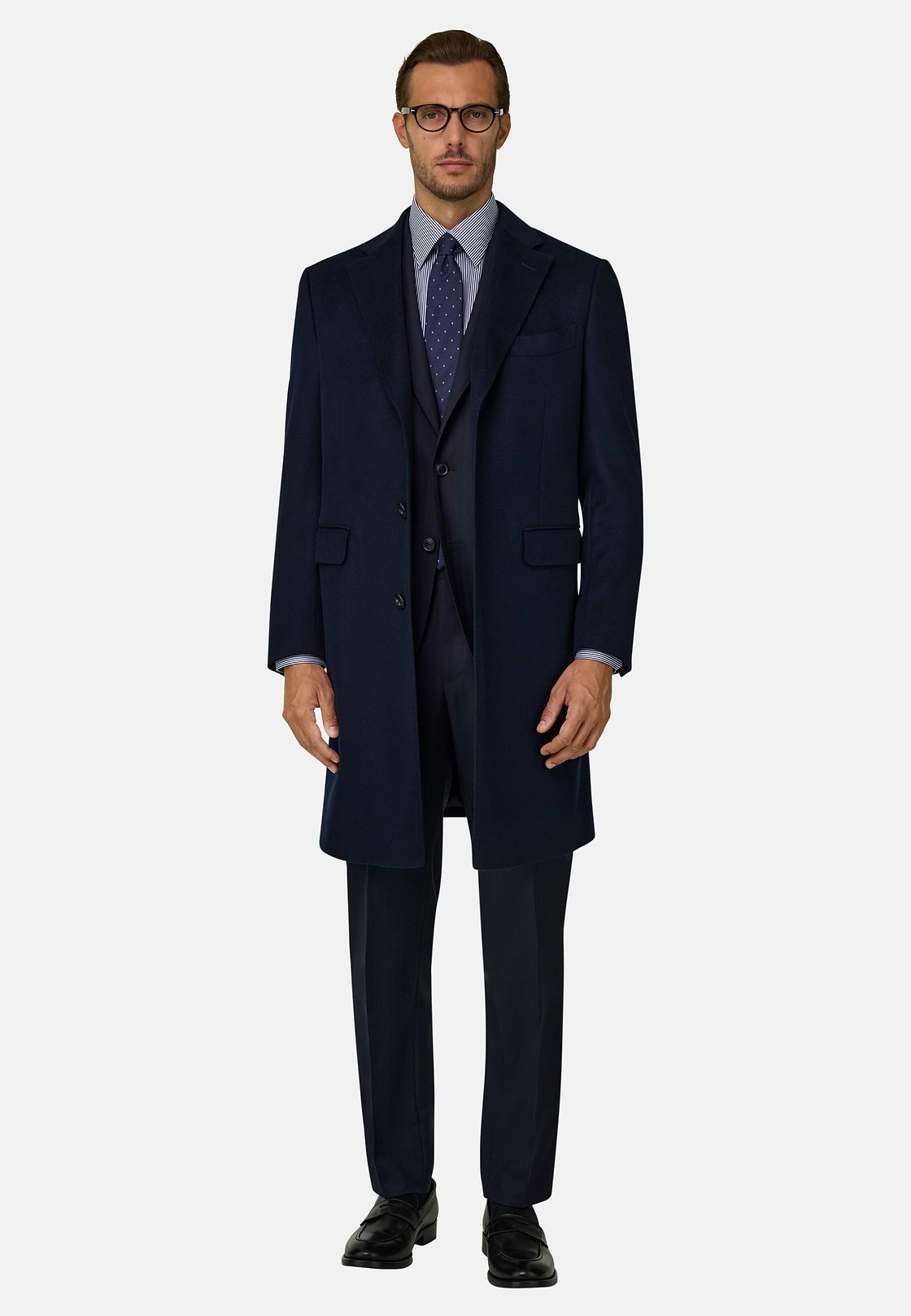 Single-Breasted Wool Coat, Navy blue, hi-res, 2