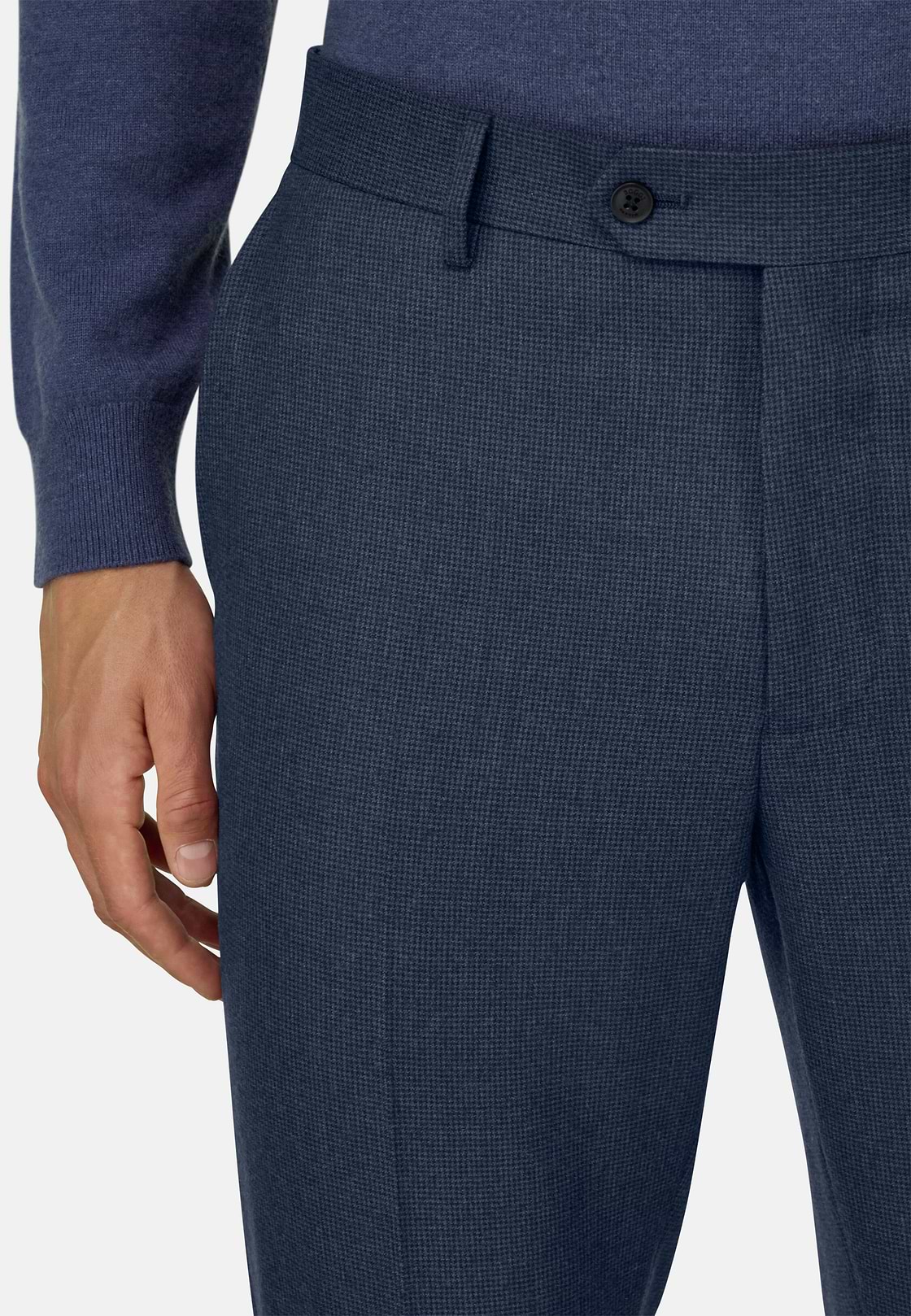Suit Micro Patterned 100% Wool, Blue, hi-res, 3
