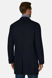 Coat in Pure Cashmere Double-Breasted, Navy blue, thumb, 4