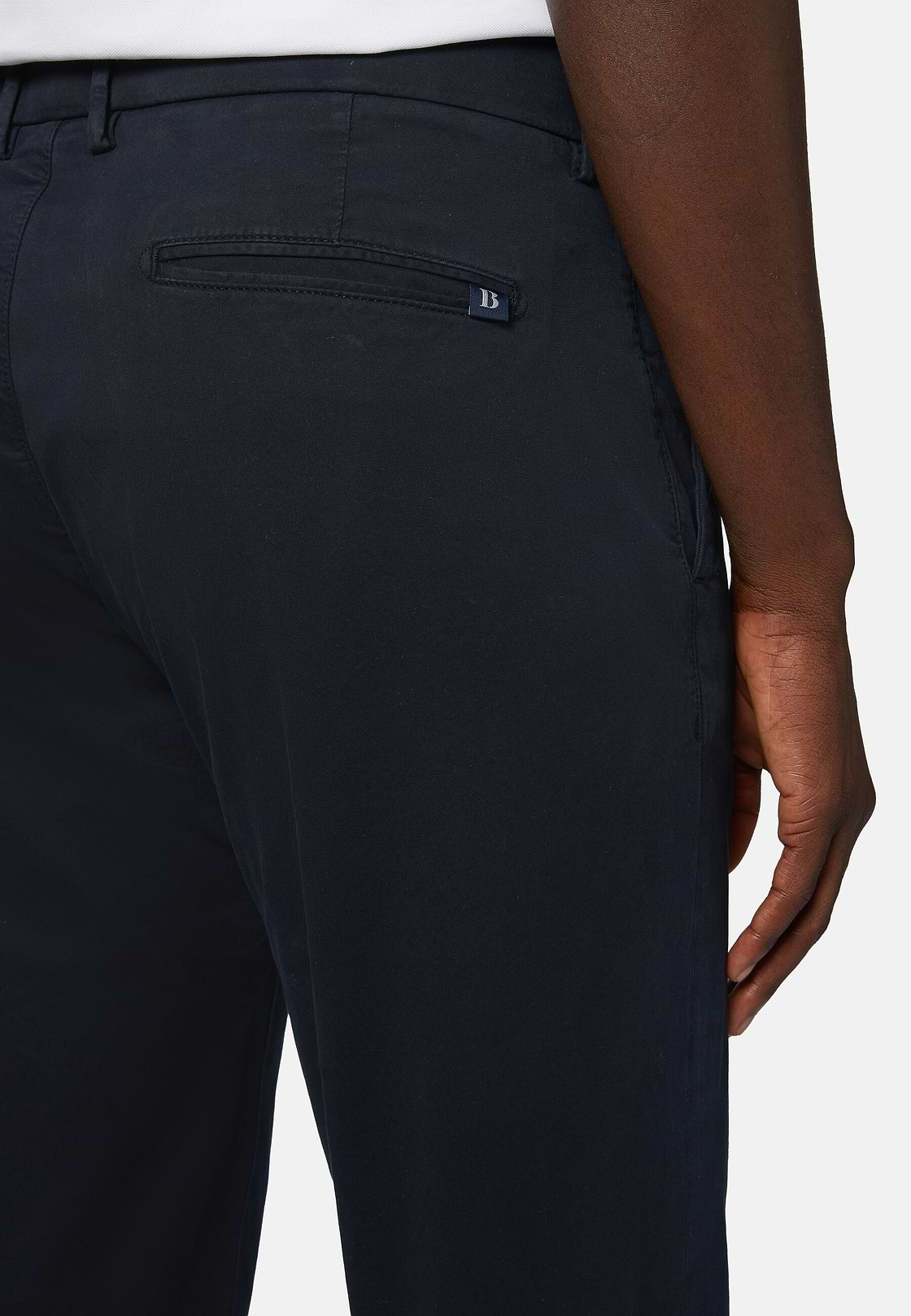 Stretch Cotton Trousers, Navy blue, hi-res