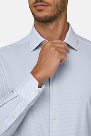 Shirt Micro Patterned Nylon Stretch Slim Fit B Tech, Light Blue, thumb, 3