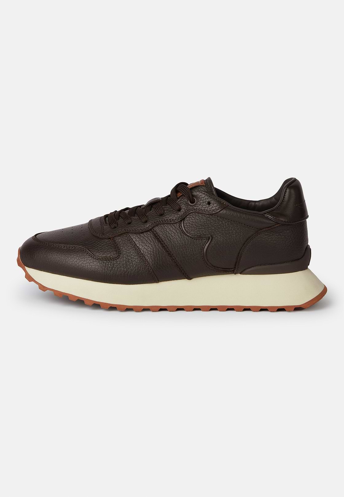 Sneakers In Pelle Bottalata, Marrone, hi-res