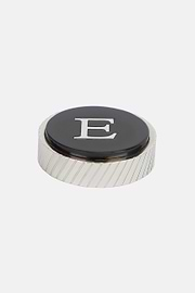 Circular letter e for cufflinks, Black, hi-res