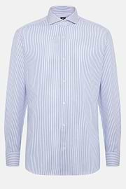 Striped Dobby Napoli Collar Shirt Slim Fit, Medium Blue, hi-res