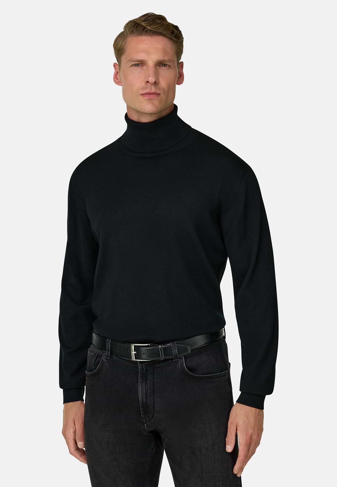 Rollkragenpullover aus extrafeiner Merinowolle, Schwarz, hi-res, 1