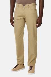 Stretch Cotton 5-Pocket Trousers, Taupe, hi-res