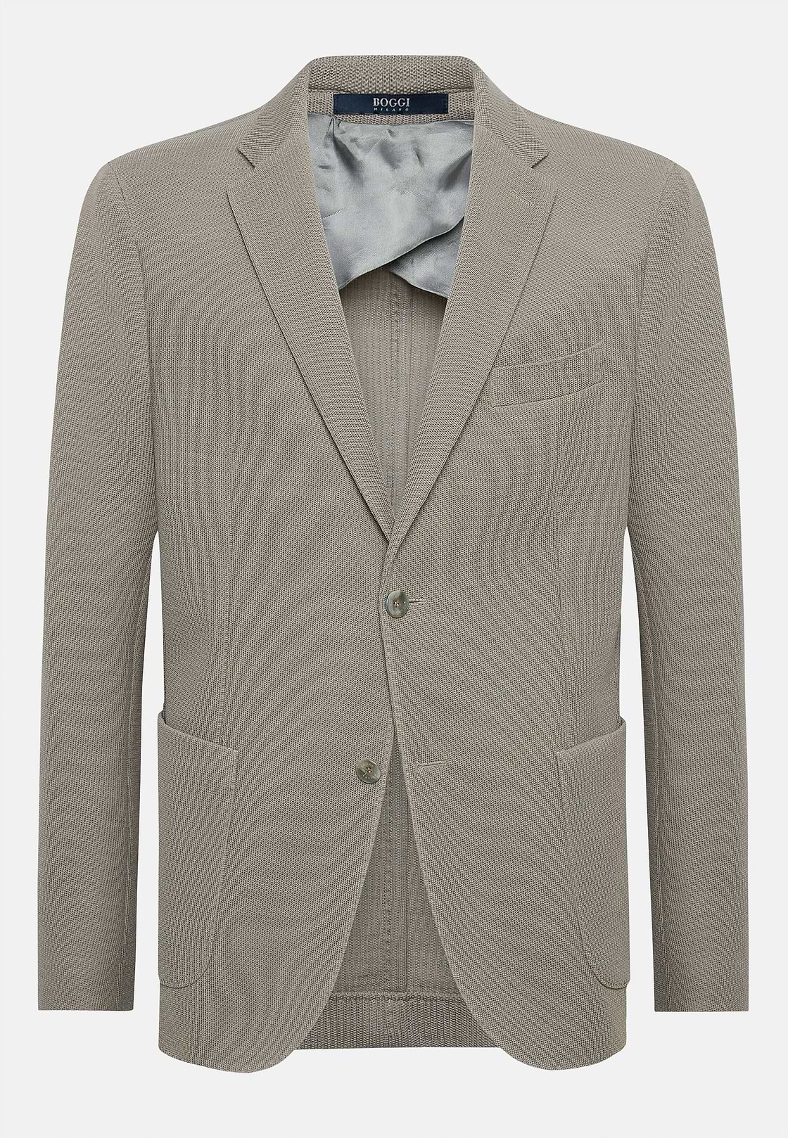 Taupe Textured Wool Jersey Jacket, Taupe, hi-res