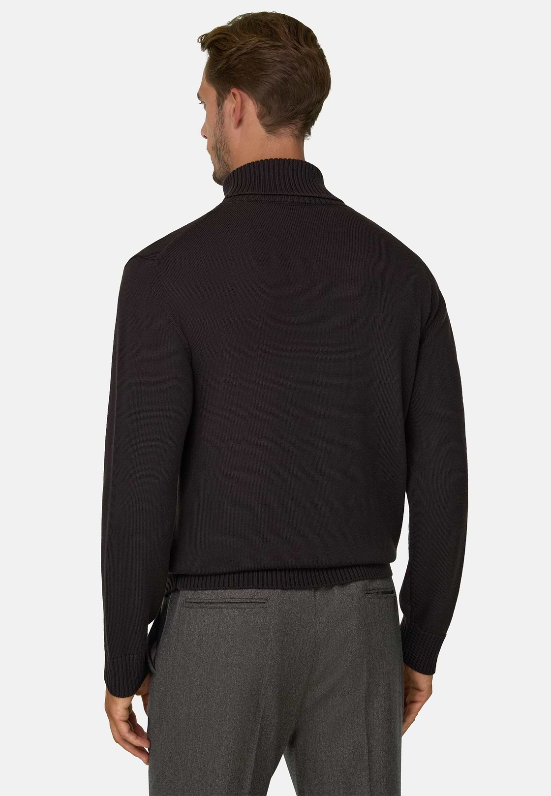 Rollkragenpullover aus extrafeiner Merinowolle, Dunkelbraun, hi-res, 4
