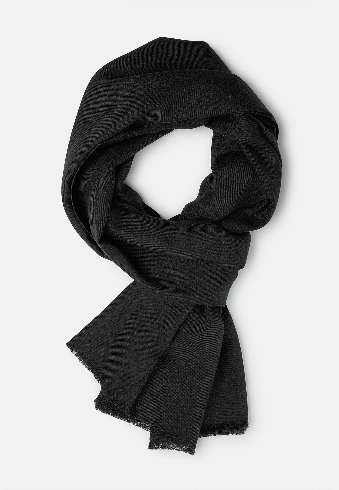 Herringbone Wool Scarf, Black, hi-res