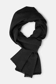 Herringbone Wool Scarf, Black, hi-res