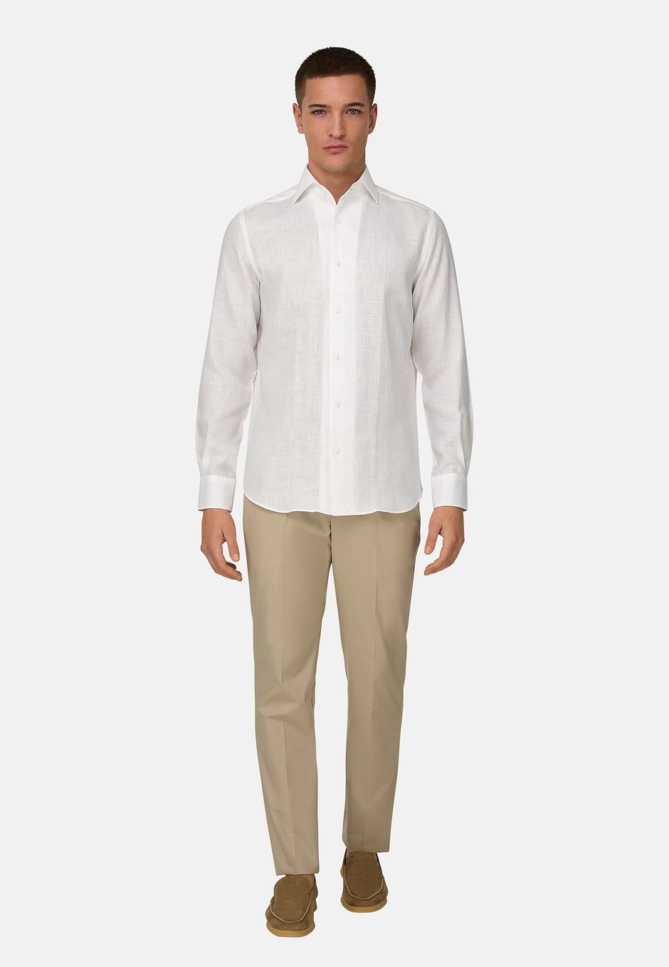 Regular Fit Linen Shirt, White, hi-res
