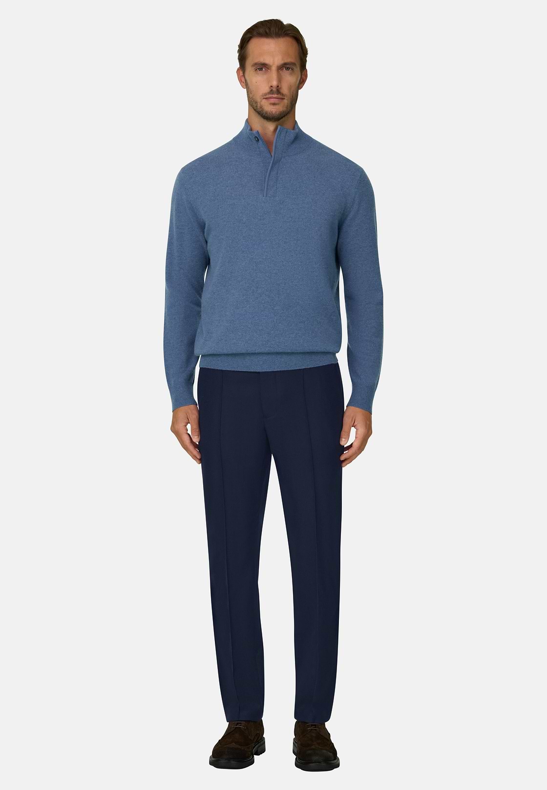Trousers in Wool Flannel, Navy blue, hi-res, 2