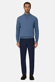 Trousers in Wool Flannel, Navy blue, thumb, 2
