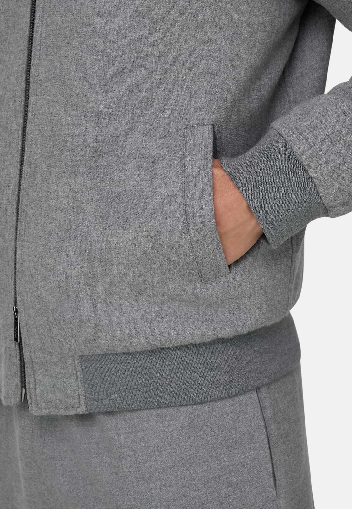 Bomber Padded in Wool Cashmere, Grey, hi-res, 5