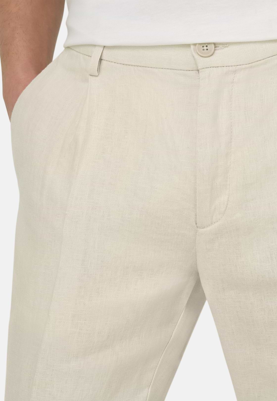 Solid Linen Pince Pants, Sand, hi-res, 5