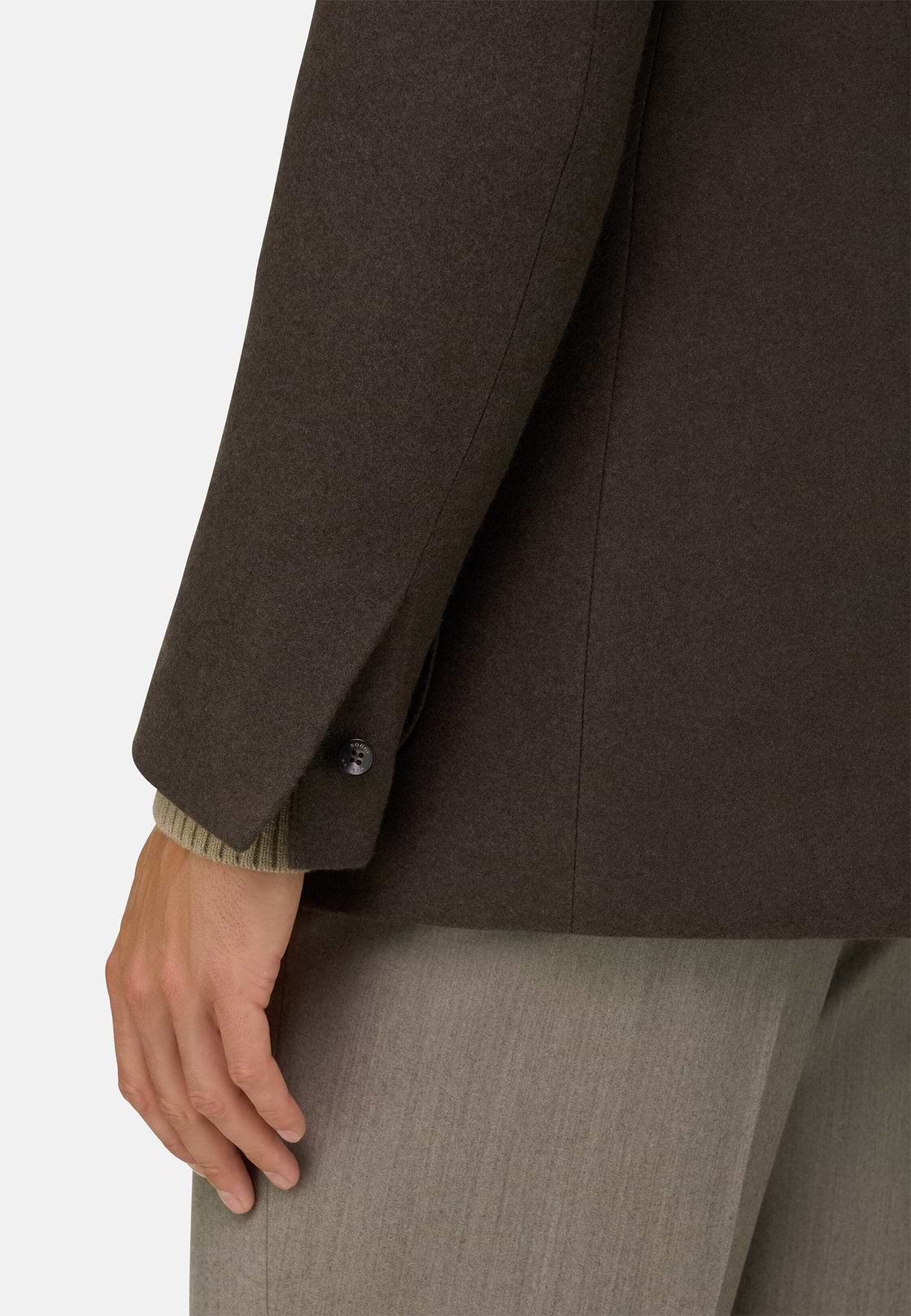 Blazer Guru Collar Padded Wool Cashmere, Brown, hi-res, 5