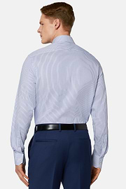 Camisa de Rayas cuello Italiano, Azul, hi-res