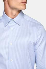 Camisa De Rayas De Algodón Corte Regular, Azul claro, hi-res