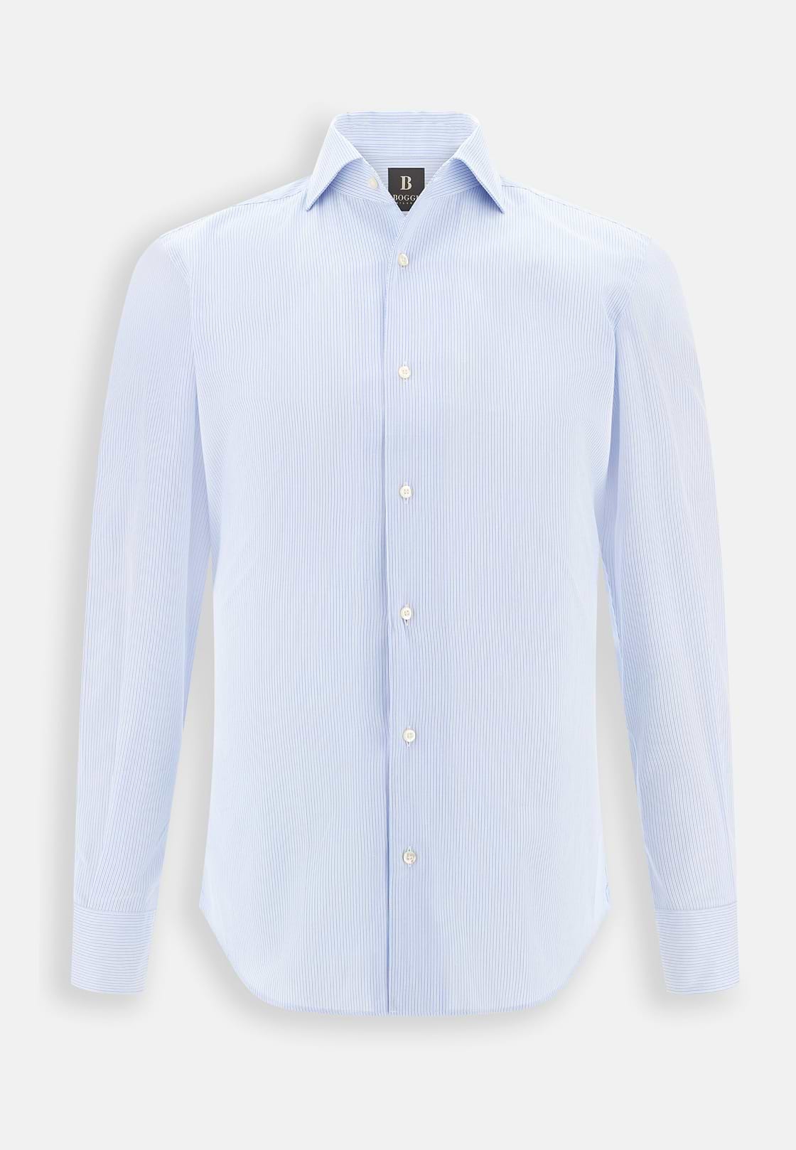 Striped Cotton Shirt Regular Fit, Light Blue, hi-res, 7