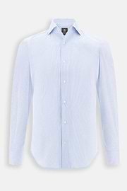 Striped Cotton Shirt Regular Fit, Light Blue, thumb, 7