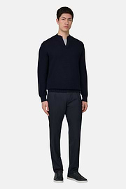 Stehkragenpullover Aus Baumwolle, Navy blau, thumb, 1