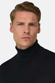 Rollkragenpullover aus extrafeiner Merinowolle, Schwarz, thumb, 3