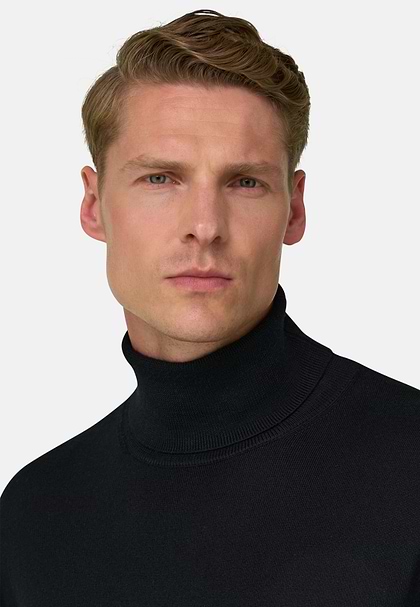 Golf z Wełny Merino Extrafine, Black, hi-res