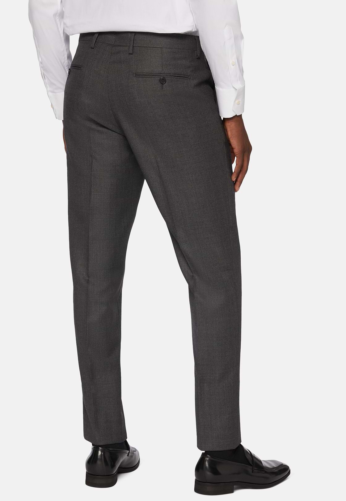 Regular Fit Birdseye Wool Pants, Medium grey, hi-res