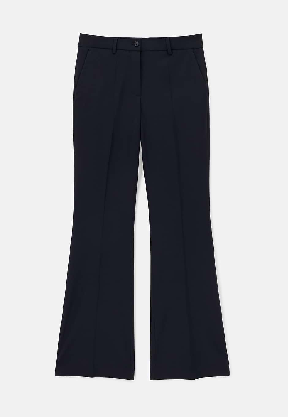 Pure Wool Trousers, Navy blue, hi-res
