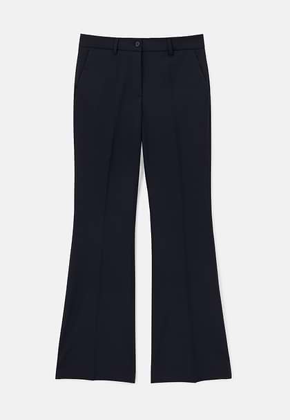 Pure Wool Trousers, Navy blue, hi-res