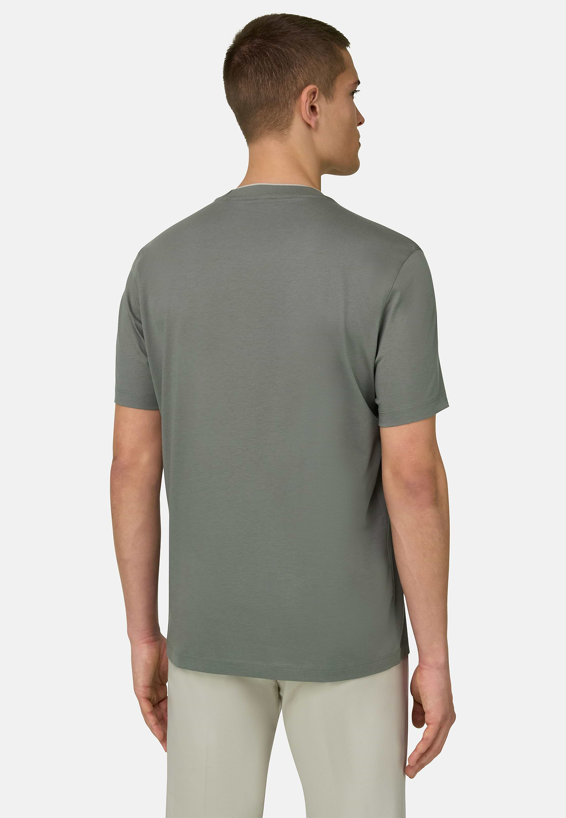 T-Shirt In Cotone Tencel, Militare, hi-res, 3
