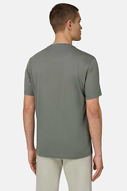 T-Shirt In Cotone Tencel, Militare, thumb, 3
